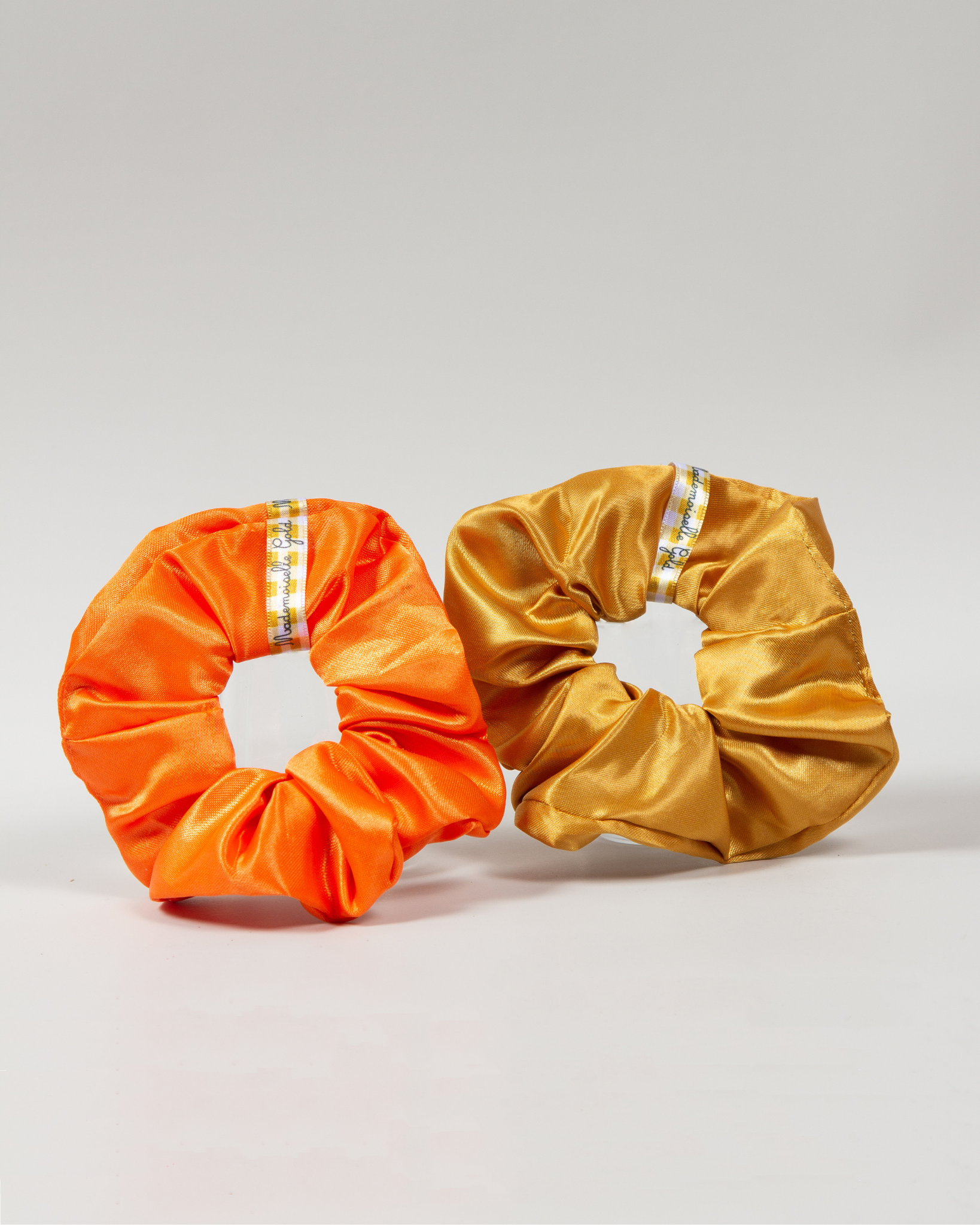 Pack Duo Chouchous en Satin — Fluffy Gold & Orange