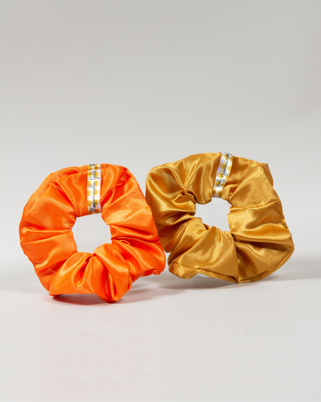 Pack Duo Chouchous en Satin — Fluffy Gold & Orange
